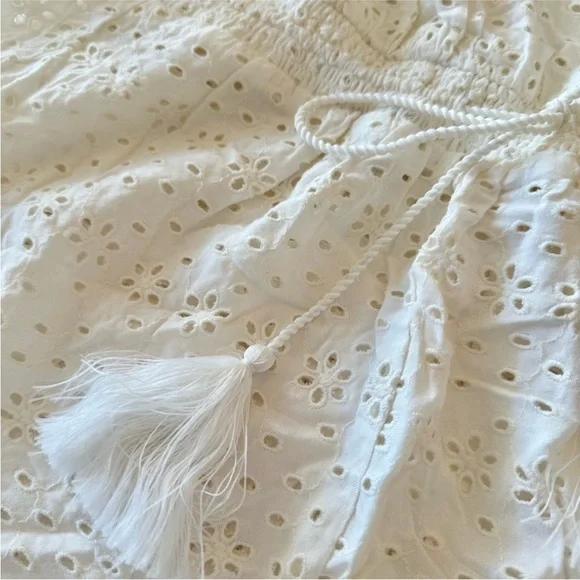 Ralph Lauren Polo Eyelet Strapless Romper Minimalist White Swim Cover Up M ☀️ - Picture 4 of 8